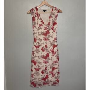 Women's Size S Epilogue Y2K V Neck Knee Length Pink Butterfly Floral VTG Dress